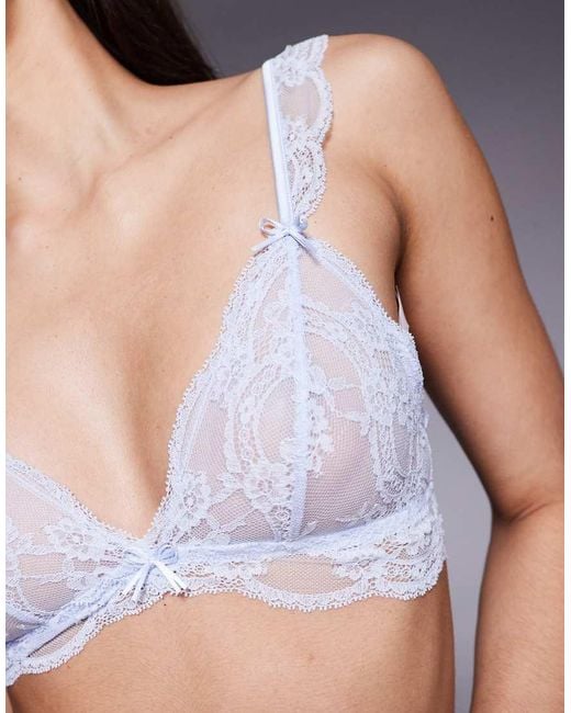 ASOS Gray Bridal Lola Lace Triangle Bralette With Bow Details