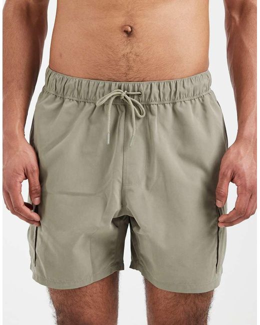 ASOS Green Short Length Swim Shorts With Cargo Pockets for men