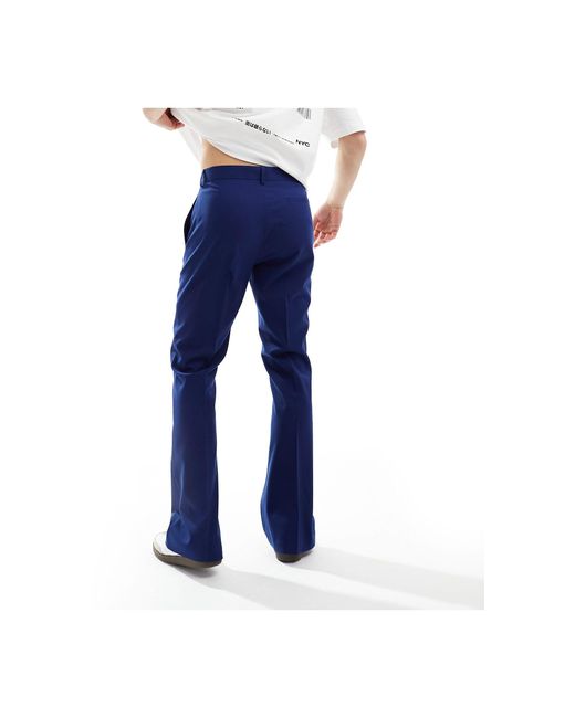 ASOS Blue Smart Flared Trousers for men