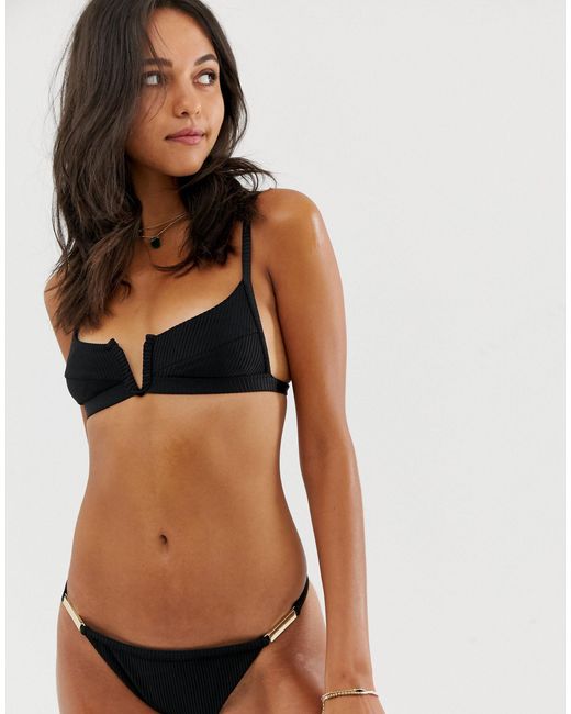 River Island Strappy Briefs With Gold Detail in Black | Lyst