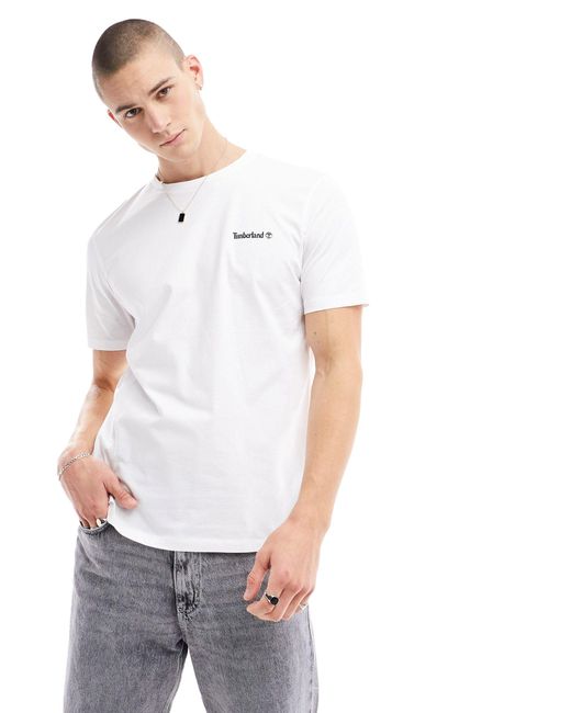 T-shirt bianca con scritta piccola del logo di Timberland in White da Uomo