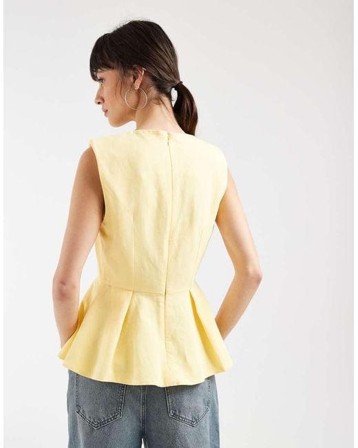 ASOS Yellow Tailored Peplum Shell Top