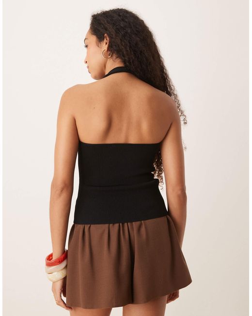 Mango Brown Slim Fit Fine Knit V-neck Vest