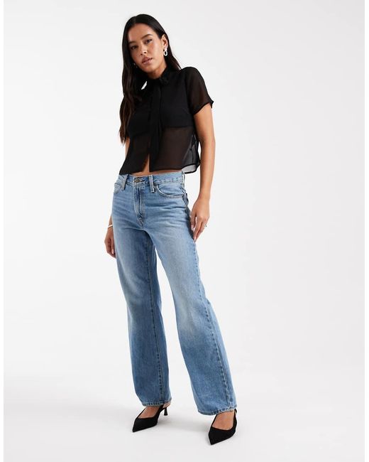 ASOS Black Button Front Tie Neck Sheer Top