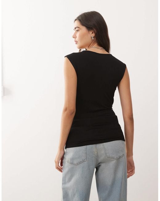 Weekday Black Sleeveless Wrap Top