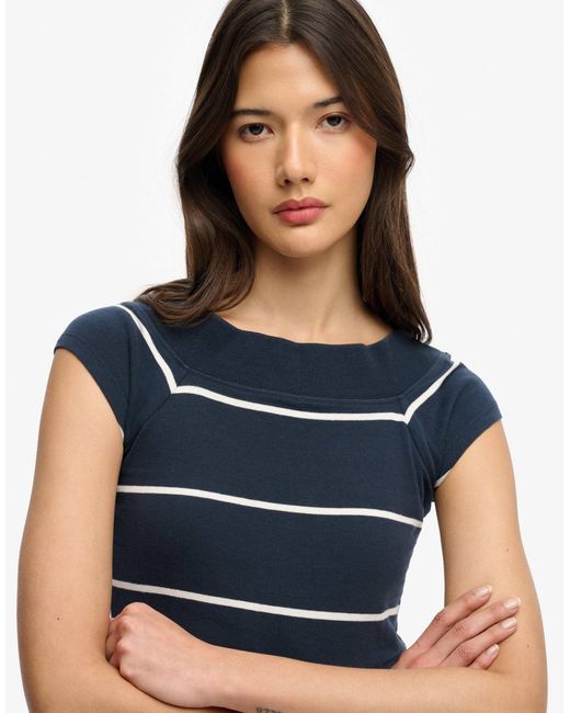 Athletic - top rayé à épaules dénudées Superdry en coloris Red