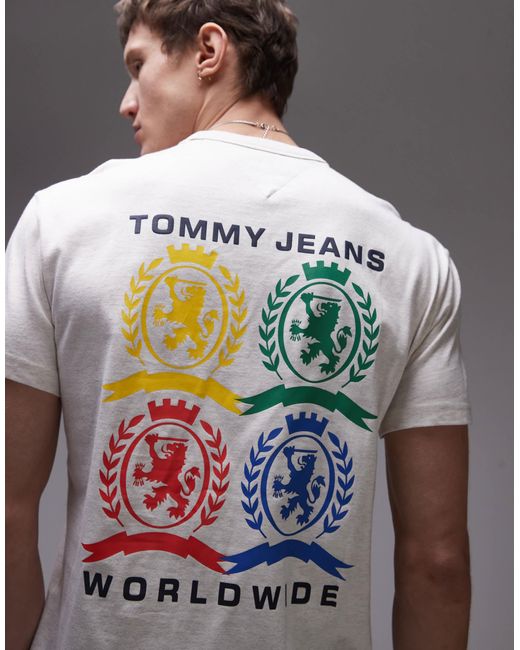 Tommy Hilfiger Gray Colourful Crest Logo T-shirt With Backprint Graphic for men