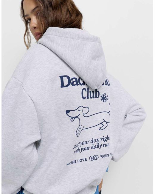 Pull&Bear Gray Graphic Dog Hoodie
