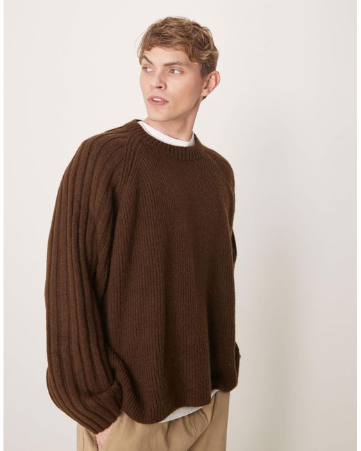 ASOS – kastiger strickpullover in Brown für Herren