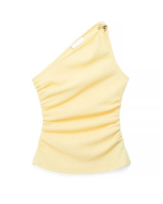 NA-KD Natural One Shoulder Twist Buckle Top