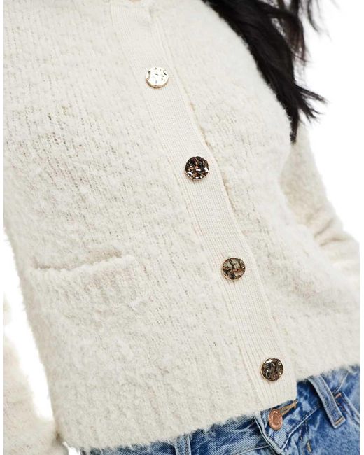 Brave Soul White Button Through Boucle Cardigan
