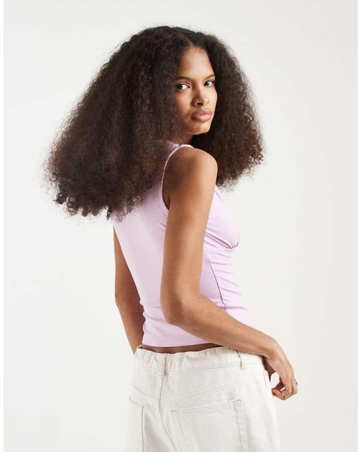 Motel Pink Lynod Rayon Plunge V Neck Top