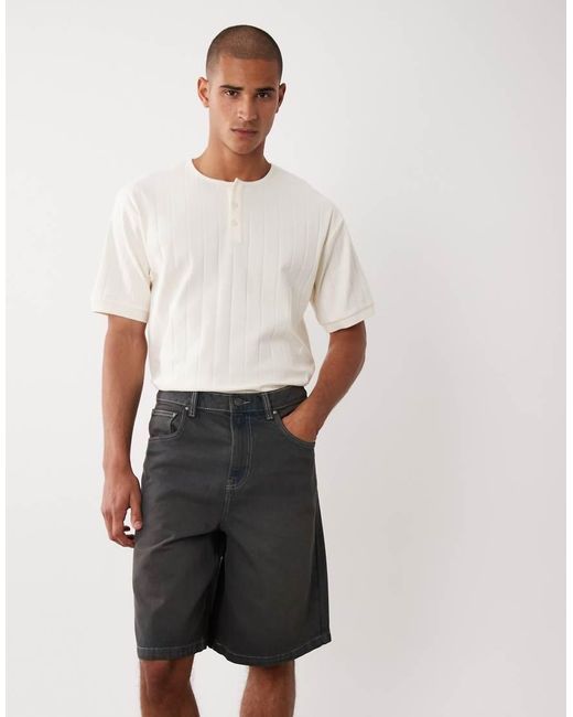 ASOS Natural Loose Denim Jorts for men