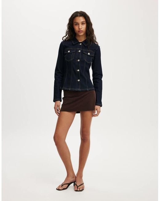 Cotton On Blue Fitted Denim Jacket