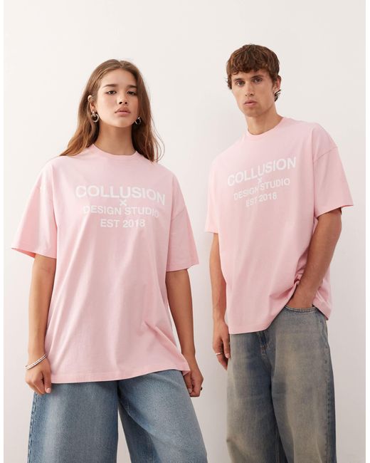 Collusion Pink T-Shirt With Logo Print