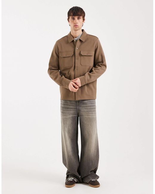 Threadbare Brown Pocket Front Shacket for men