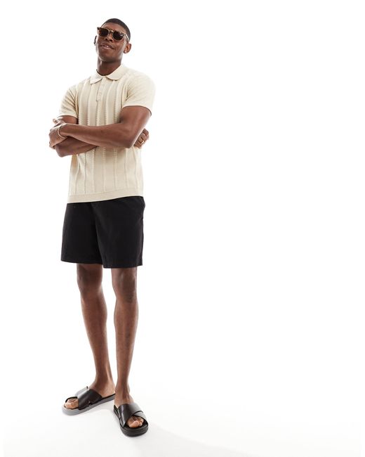 Homme - polo en maille texturée - crème SELECTED pour homme en coloris White