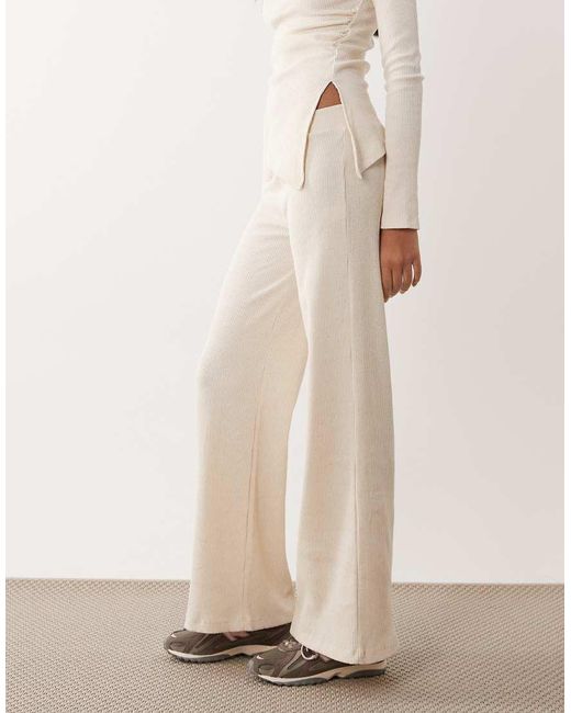 ASOS Natural Ribbed Wide Leg Trouser Co-ord