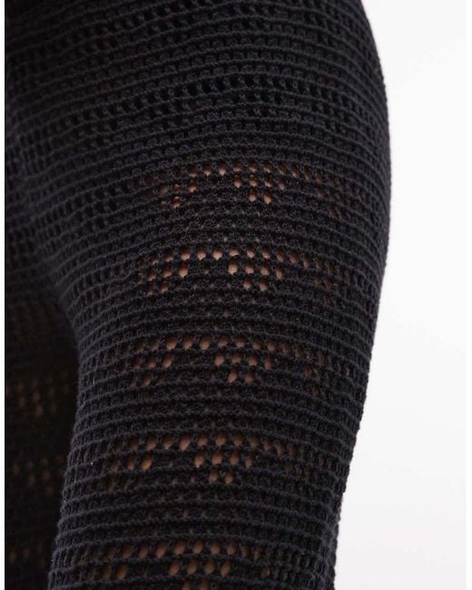 Monki Blue Crochet Style Wide Leg Pants