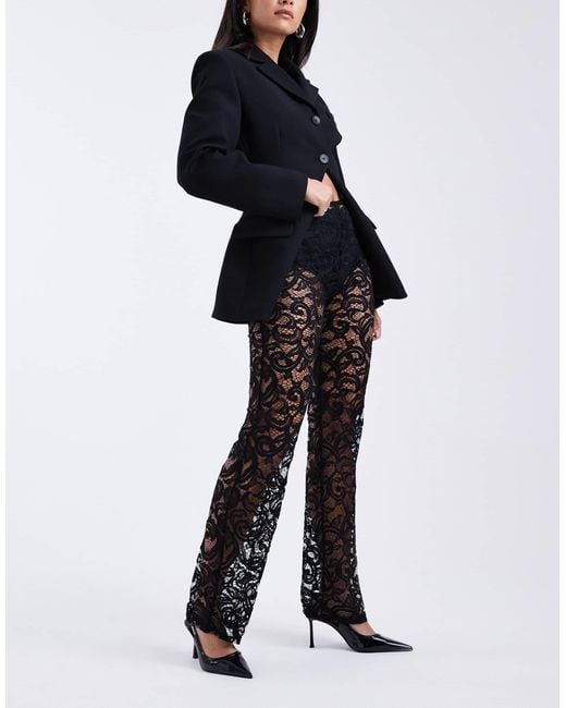 ASOS White Sheer Lace Slim Flare Trousers