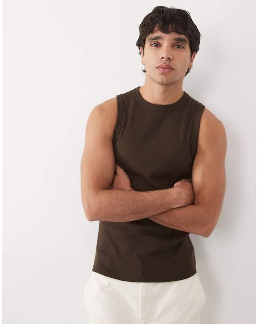 ASOS Brown Super Heavyweight Muscle Fit Singlet for men