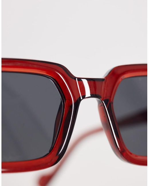 ASOS Red Rectangle Sunglasses for men