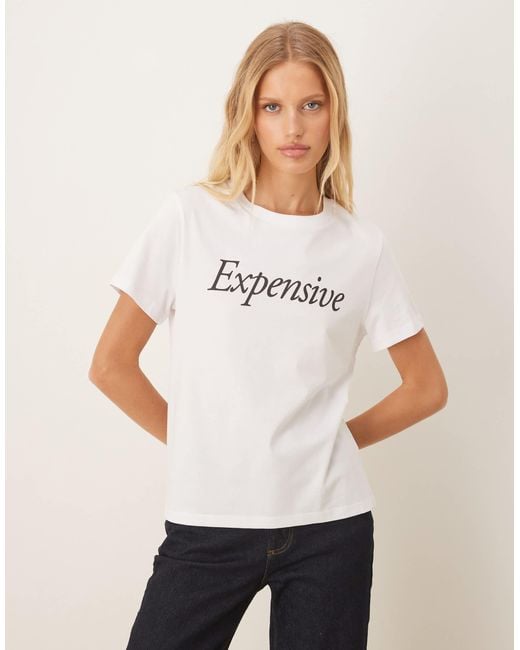ASOS White Relaxed Baby Tee With Expensive Slogan