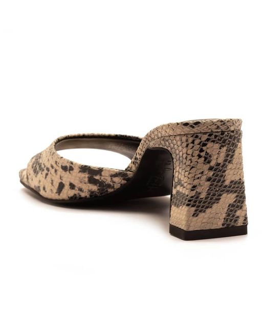 OFF THE HOOK Brown 'Park' Block Heel Heeled Snake Print Leather Sandals