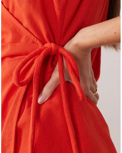 ASOS Red Wrap Front Playsuit