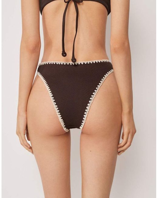 Calzedonia Black High-Waist Brazilian Bicolor Embroidery
