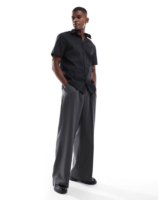 Chemise classique élégante en popeline facile à repasser ASOS pour homme en coloris Black