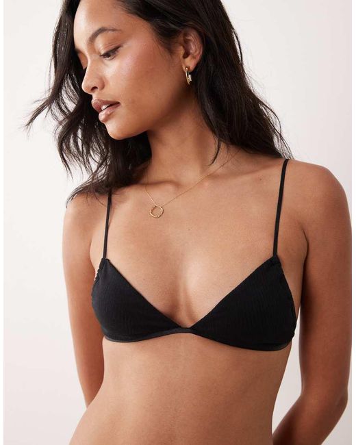 Cotton On Black Tiny Cotton Triangle Bralette