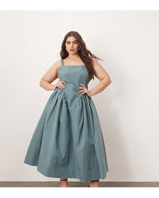 ARRANGE Blue Curve Strappy Ruched Bodice Full Skirt Maxi Dress
