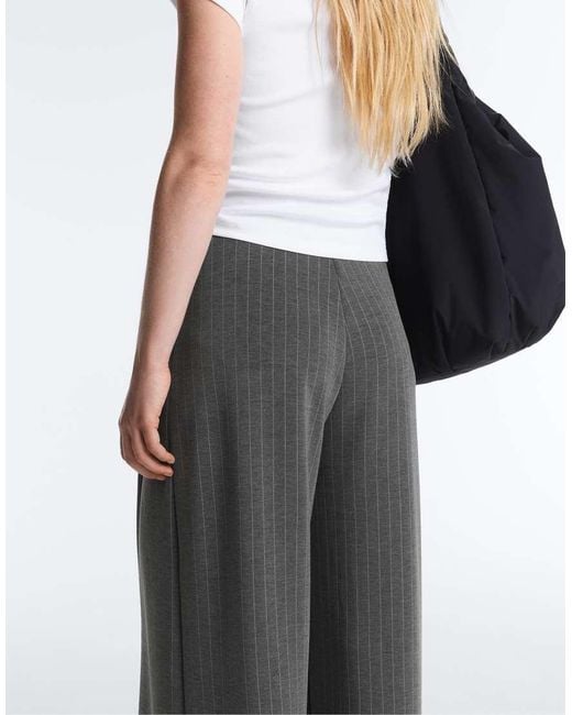 Oysho Gray Wide-leg Trousers With Soft-touch Modal Side Pleat