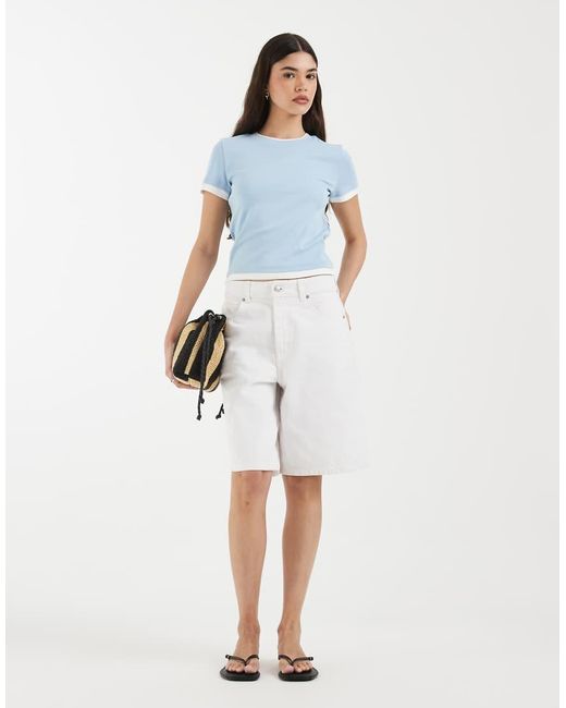 Vero Moda Blue Double Layer Binding Detail T-shirt