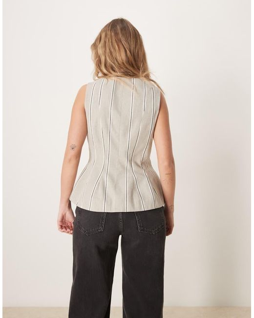 ASOS Gestreept Gilet Met Peplum in het Natural