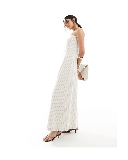 4th & Reckless White Linen Mix Bandeau Maxi Dress