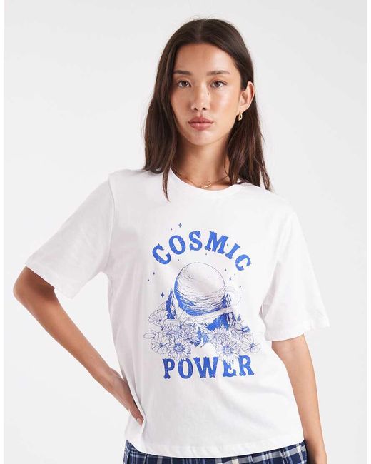 ONLY Recht T-Shirt Met Grafische Cosmic-Print in het White