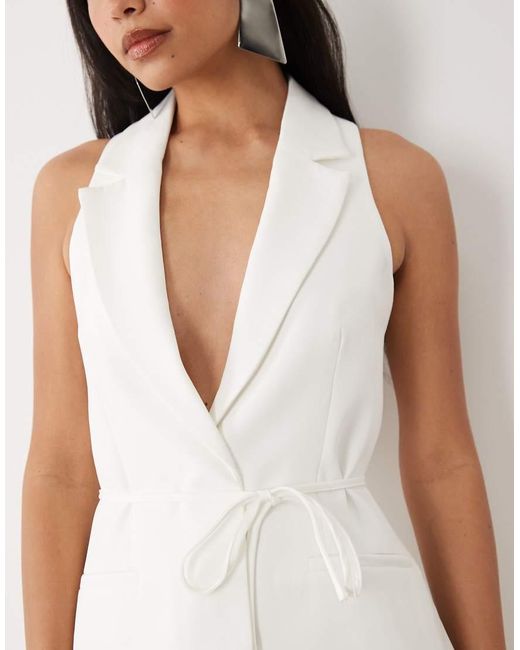 Kaiia Gray Exclusive Tailored Sleeveless Tie Waist Detail Mini Dress