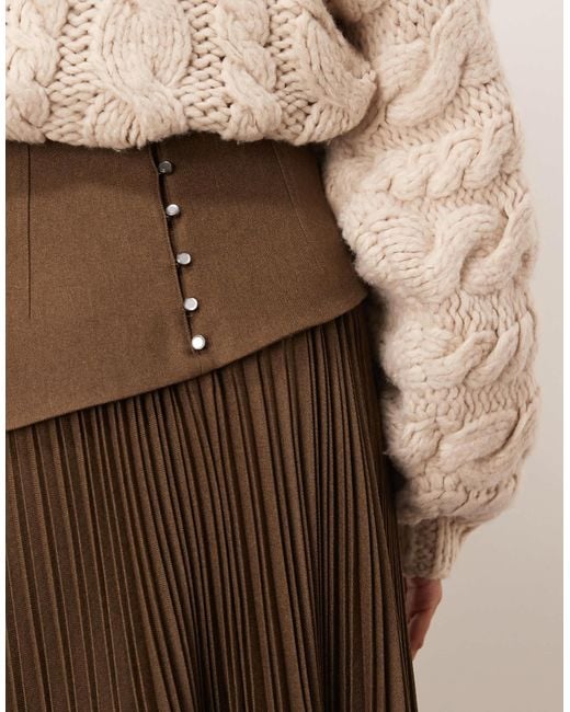 ARRANGE Natural Premium Pleated Tailored Maxi Skirt