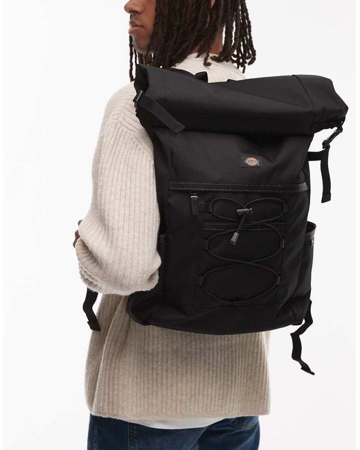 Dickies Black Ashville Utility Roll Top Backpack