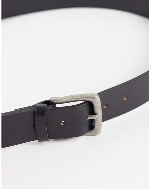 Jack & Jones Black Square Buckle Leather Belt for men