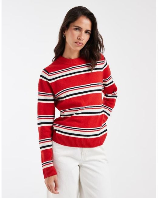 ASOS Red Stripe Crew Neck Jumper