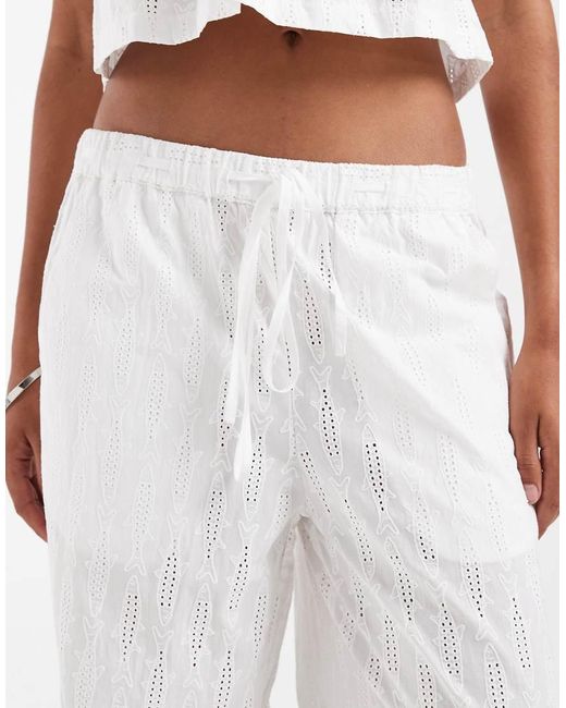 House Of Sunny White Sea Breeze Sardine Embroidered Pants