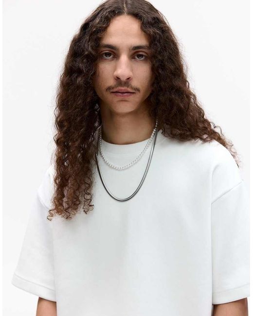 Pull&Bear White Basic Short Sleeve Sweatshirt for men