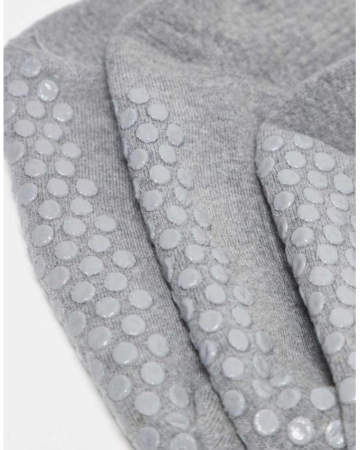 4505 Gray 2 Pack Non Slip Grip Lettuce Edge Pilates Crew Socks
