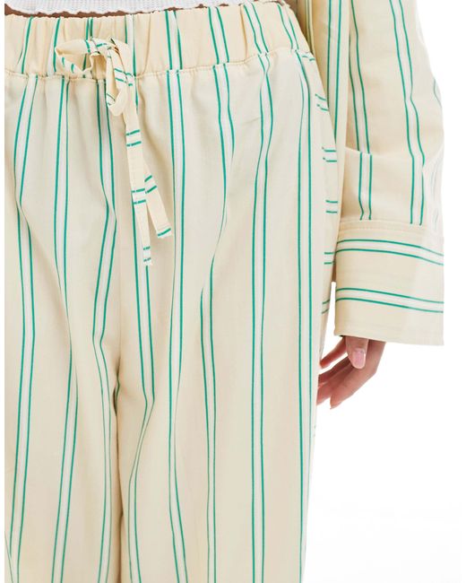 ASOS White Oversized Cotton Poplin Barrel Leg jogger With Contrast Stripe Panel