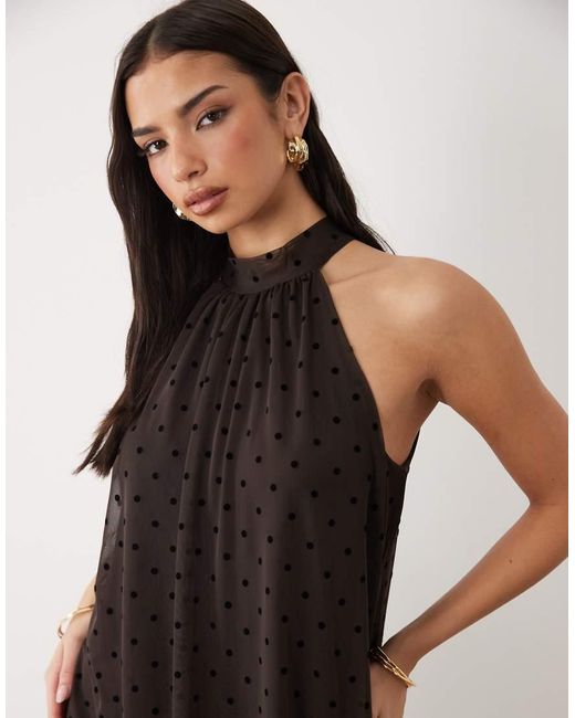 Gina Tricot Brown Halterneck Asymmetric Dress