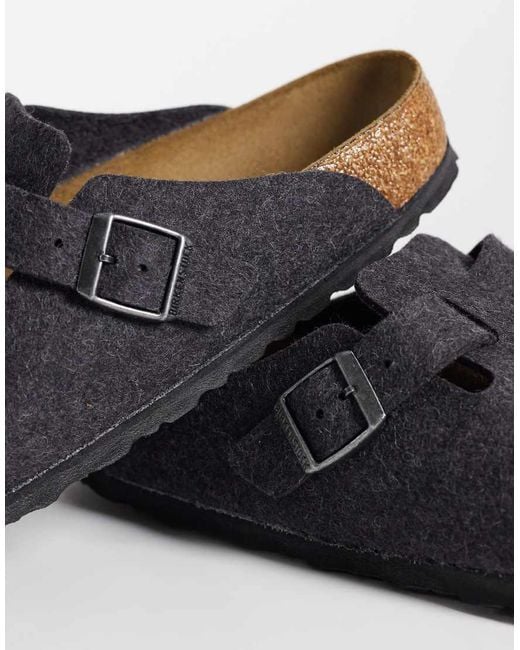 Birkenstock Gray Boston Wool Clogs