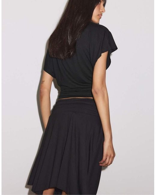 Stradivarius Blue Peaked Midi Skirt